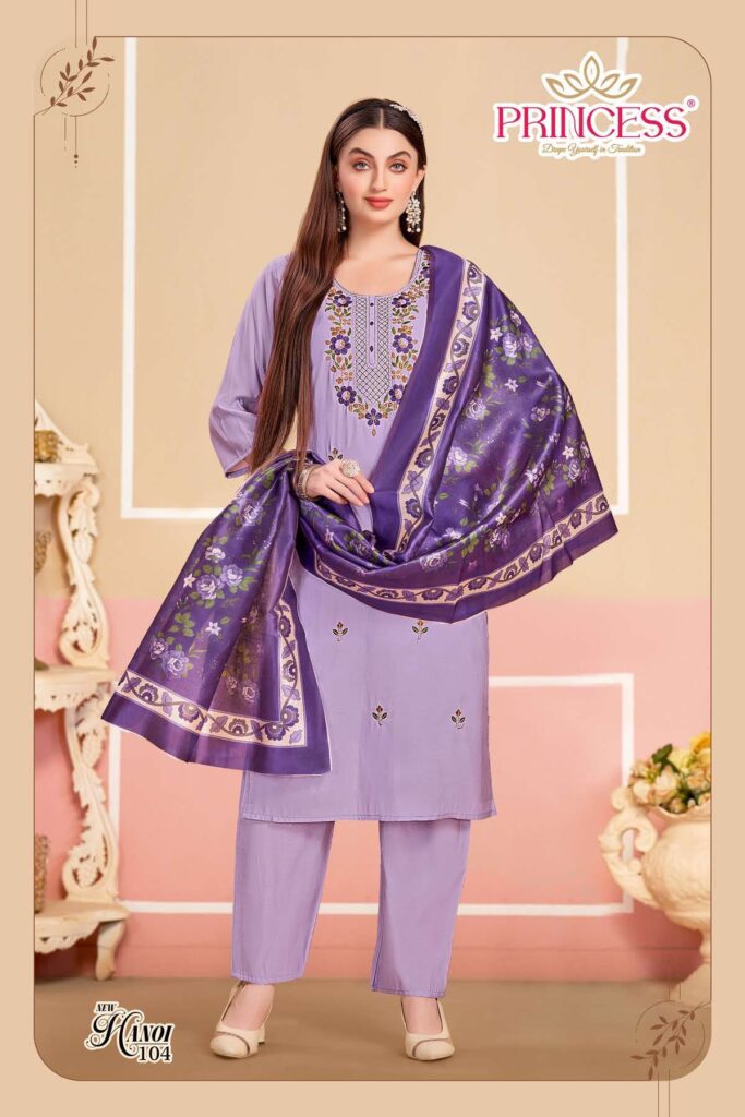 Buy Hanoi Look Roman Silk With Embroidery Worked Kurti With Bottom Dupatta Wholesale 2026