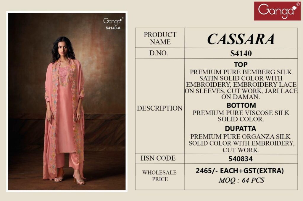 Latest Ganga Cassara 4140 Bemberg Silk Embroidery Salwar Kameez Wholesale 2026