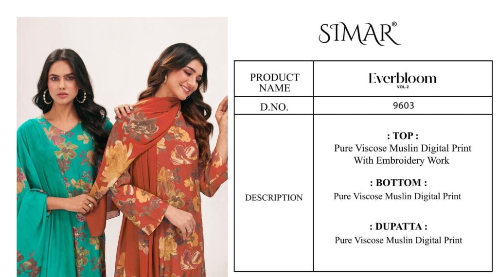 Beautiful Glossy Simar Everbloom Vol 2 Viscose Muslin Digital Printed Salwar Kameez Wholesale 2026