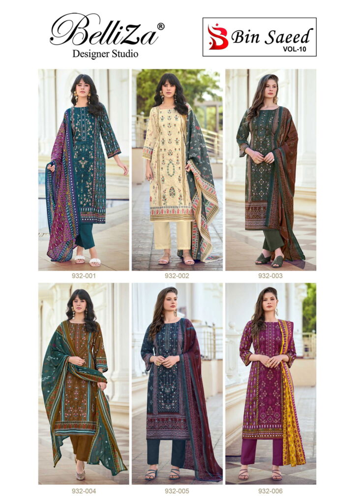 Stylish Belliza Bin Saeed Vol 10 Cotton Digital Printed Dress Material Collection Wholesale 2026