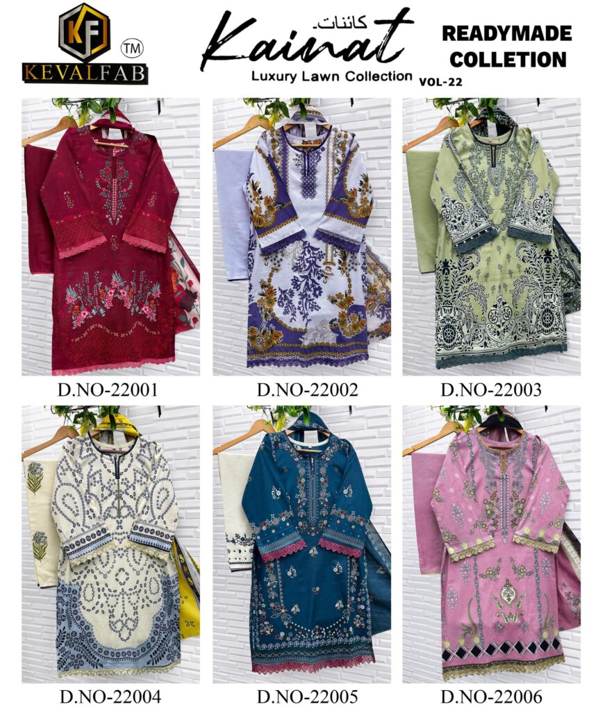 Launching Keval Kainat Vol 22 Readymade Lawn Cotton Print Karachi Collection Wholesale 2026