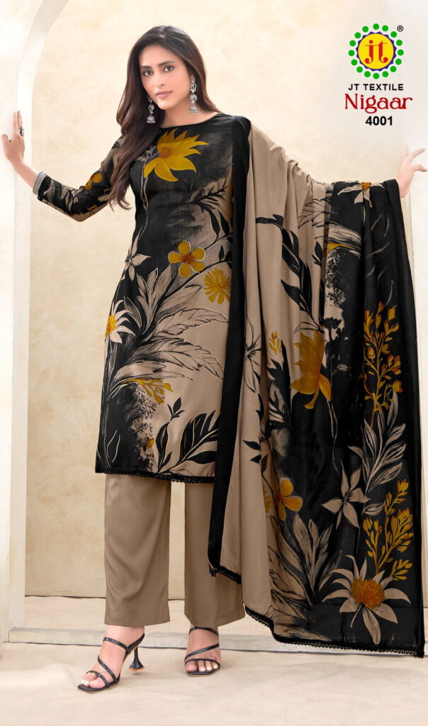 Launching Jt Nigaar Vol 4 Rayon With Foil Printed Dress Material Collection Wholesale 2026