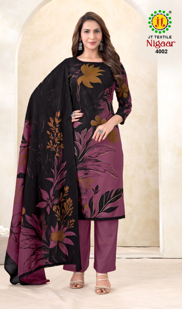 Launching Jt Nigaar Vol 4 Rayon With Foil Printed Dress Material Collection Wholesale 2026