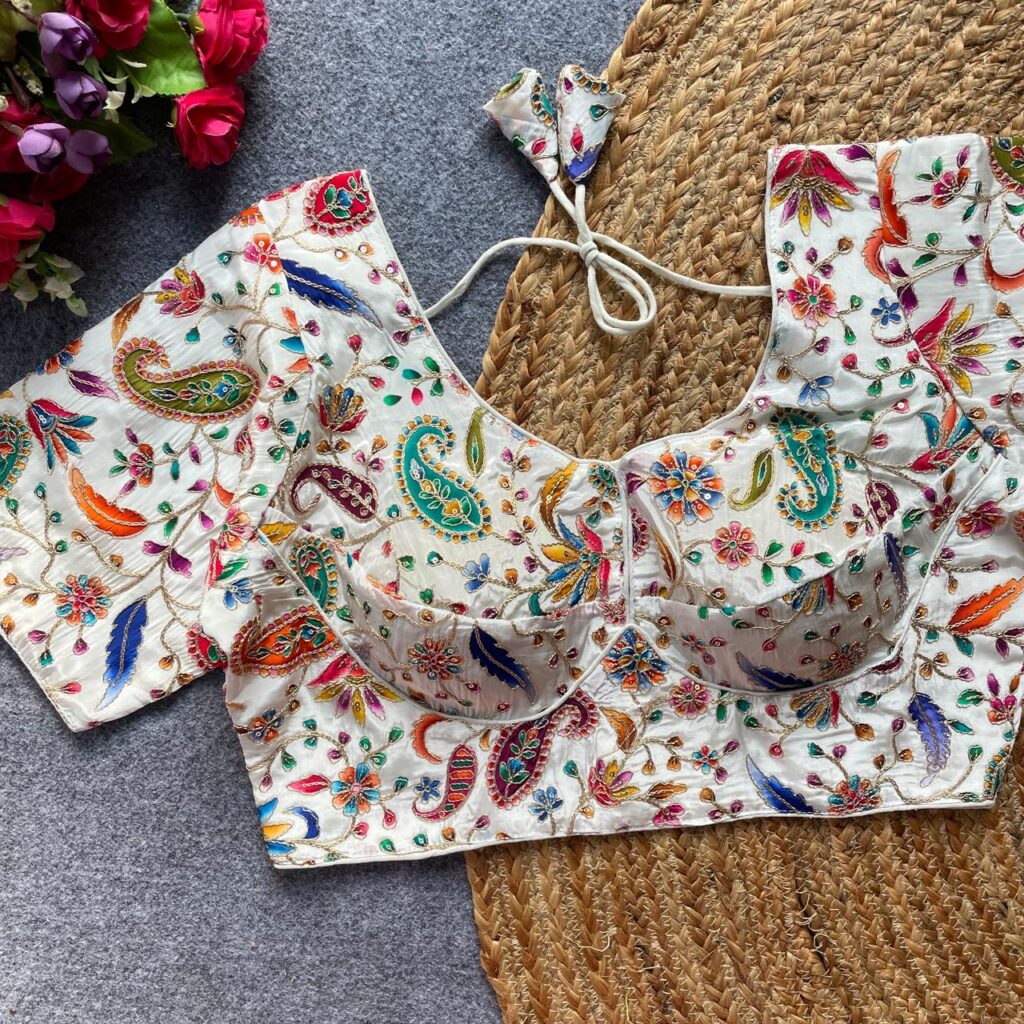 Latest Pih Sabya Keri Pure Viscose Natural Crepe Embroidery Work Readymade Blouse Wholesale 2026