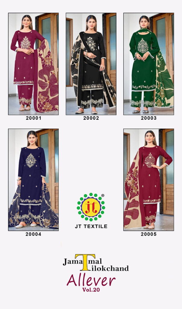 Beautiful Jt Allever Vol 20 Rayon With Embroidery Work Dress Material Collection Wholesale 2026