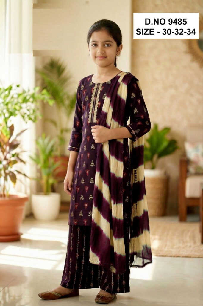 Stylish Rubesha Plazo Set 9485 Rayon Printed Kids Kurti And Bottom Dupatta Collection Wholesale 2026