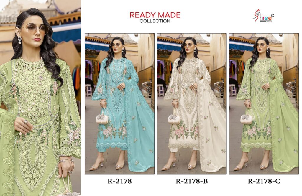 Stylish Shree R 2178 A To C Chiffon With Khatli Work Readymade Collection Wholesale 2026