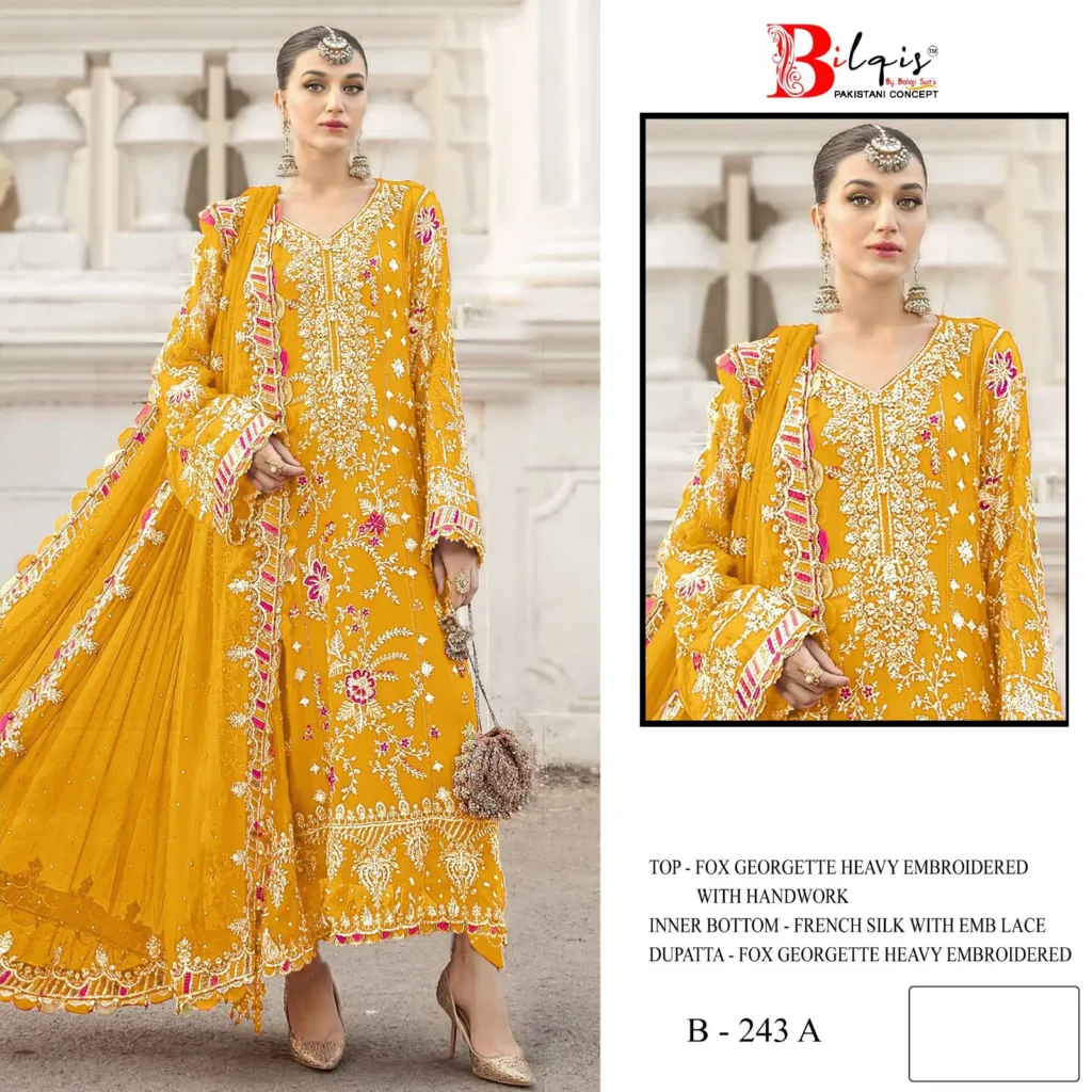 Stylish Bilqis B 243 A To E Faux Georgette With Embroidered Pakistani Salwar Kameez Wholesale 2026