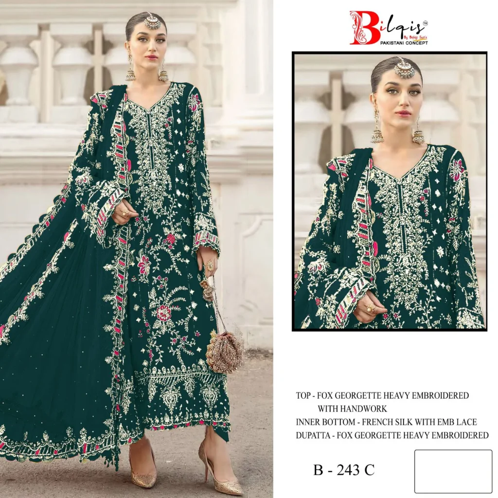 Stylish Bilqis B 243 A To E Faux Georgette With Embroidered Pakistani Salwar Kameez Wholesale 2026