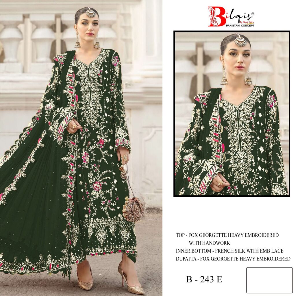 Stylish Bilqis B 243 A To E Faux Georgette With Embroidered Pakistani Salwar Kameez Wholesale 2026