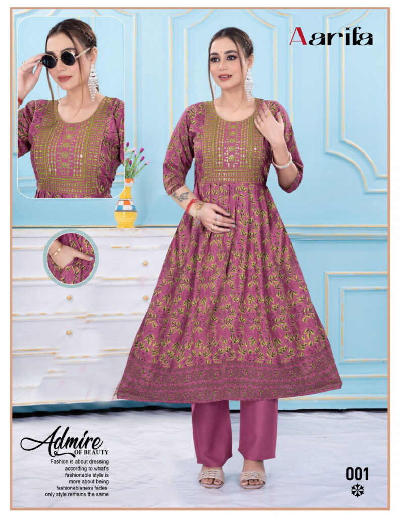 Stylish Aarifa Vol 1 Rayon Screen Printed Anarkali Kurti Collection Wholesale 2026