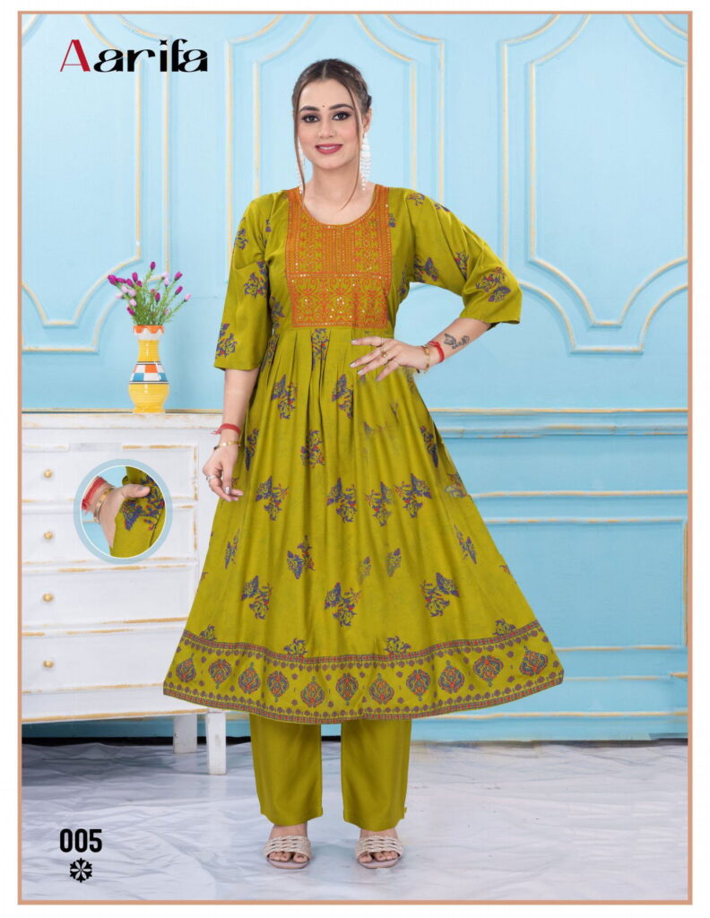 Stylish Aarifa Vol 1 Rayon Screen Printed Anarkali Kurti Collection Wholesale 2026