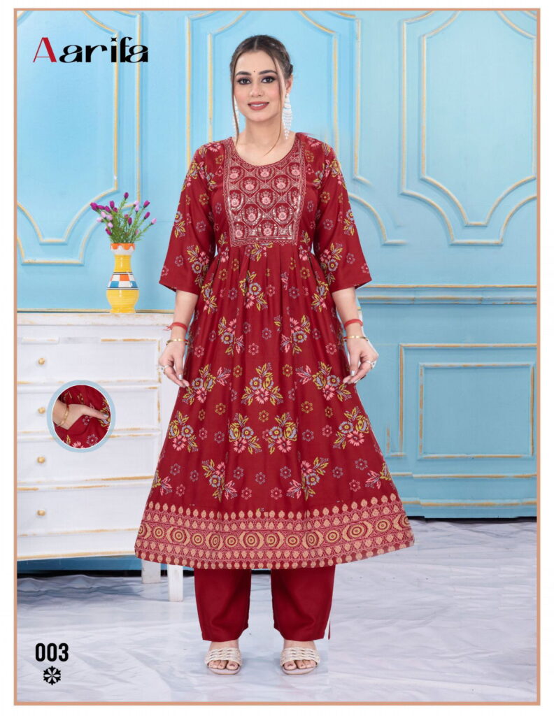Stylish Aarifa Vol 1 Rayon Screen Printed Anarkali Kurti Collection Wholesale 2026