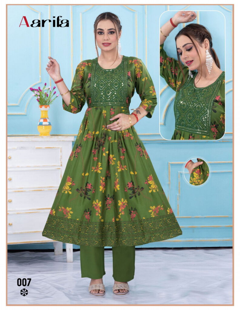 Stylish Aarifa Vol 1 Rayon Screen Printed Anarkali Kurti Collection Wholesale 2026