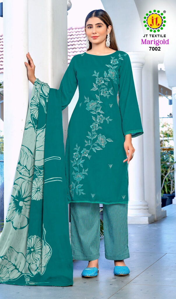 Buy Jt Marigold Vol 7 Rayon With Embroidery Work Dress Material Collection Wholesale 2026
