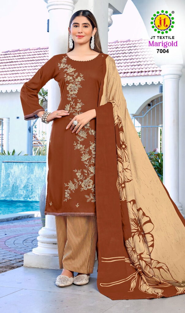 Buy Jt Marigold Vol 7 Rayon With Embroidery Work Dress Material Collection Wholesale 2026