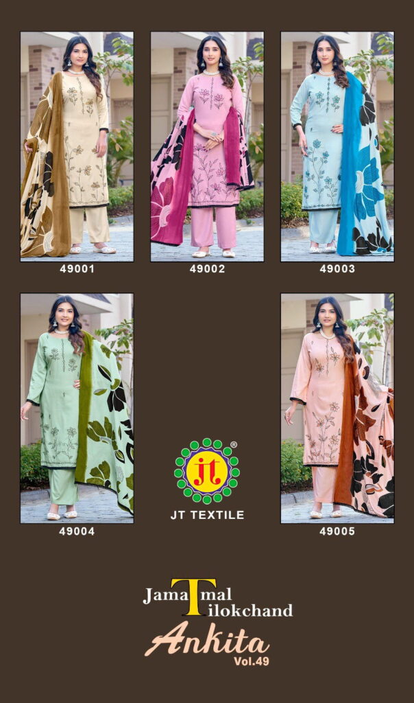 Latest Jt Ankita Vol 49 Rayon With Embroidery Work Dress Material Collection Wholesale 2026