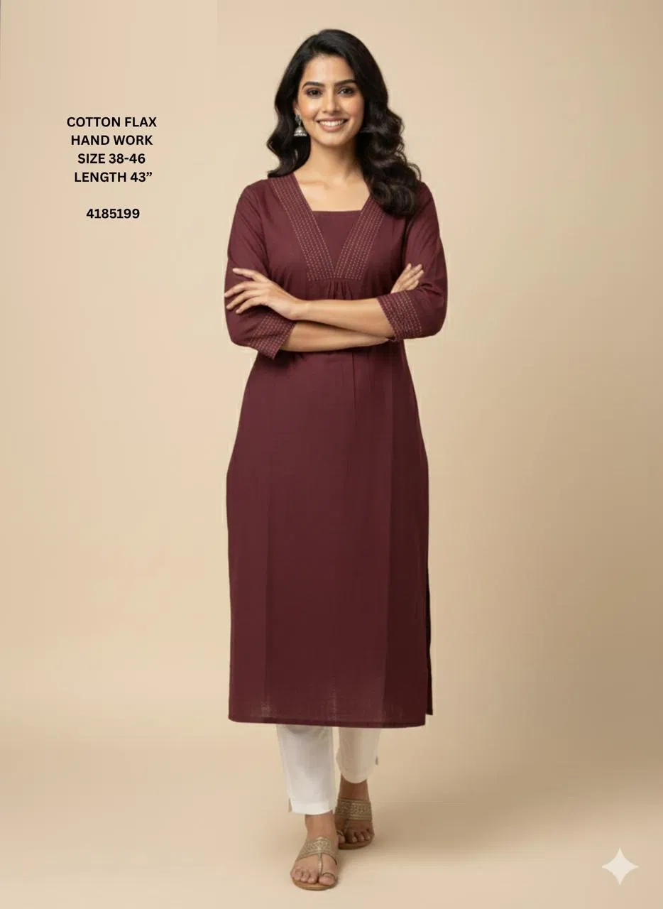 Naisha K 575 Cotton Flex Plain Casual Wear Kurti Collection Wholesale