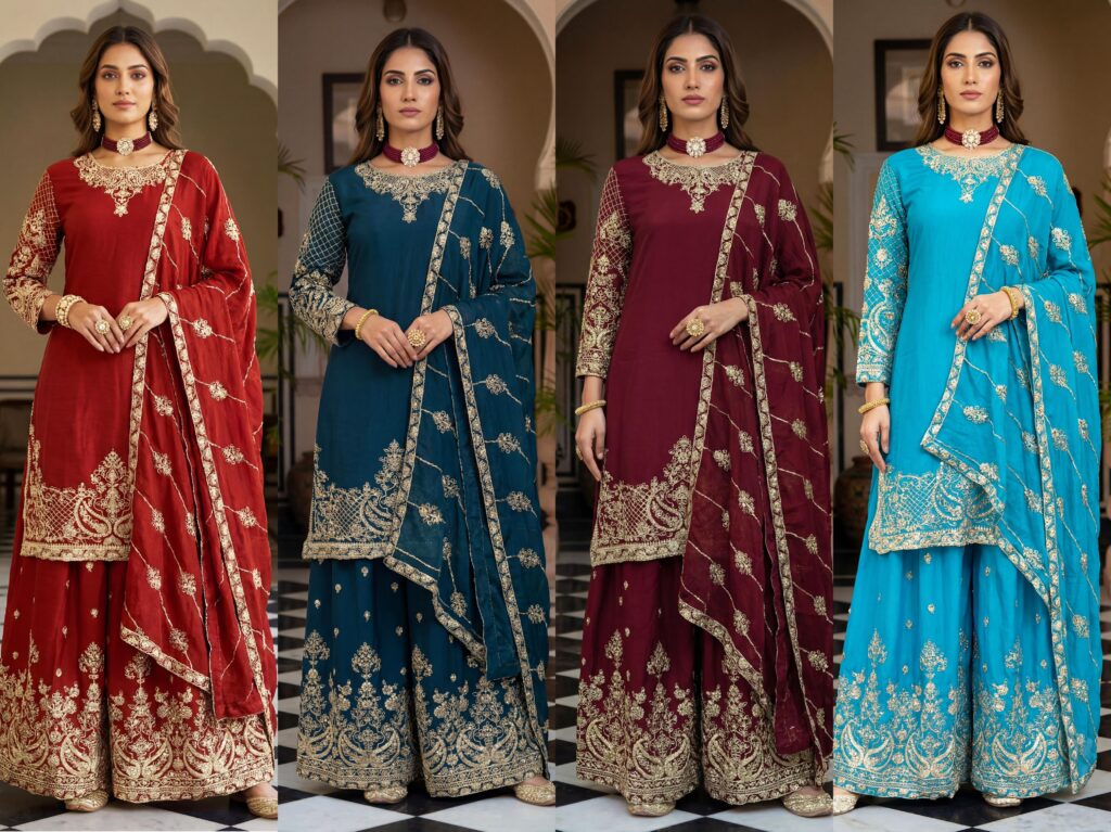Beautiful Dv 5160 Designer festive style with these stunning embroidered sharara suits Collection Wholesale 2026