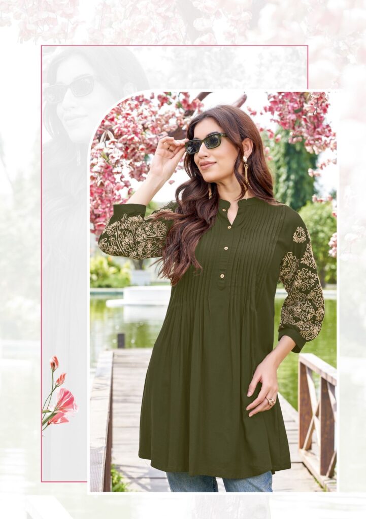 Beautiful Wooglee Trendy Touch Rayon Slub Thread And Handwork Top Collection Wholesale 2026