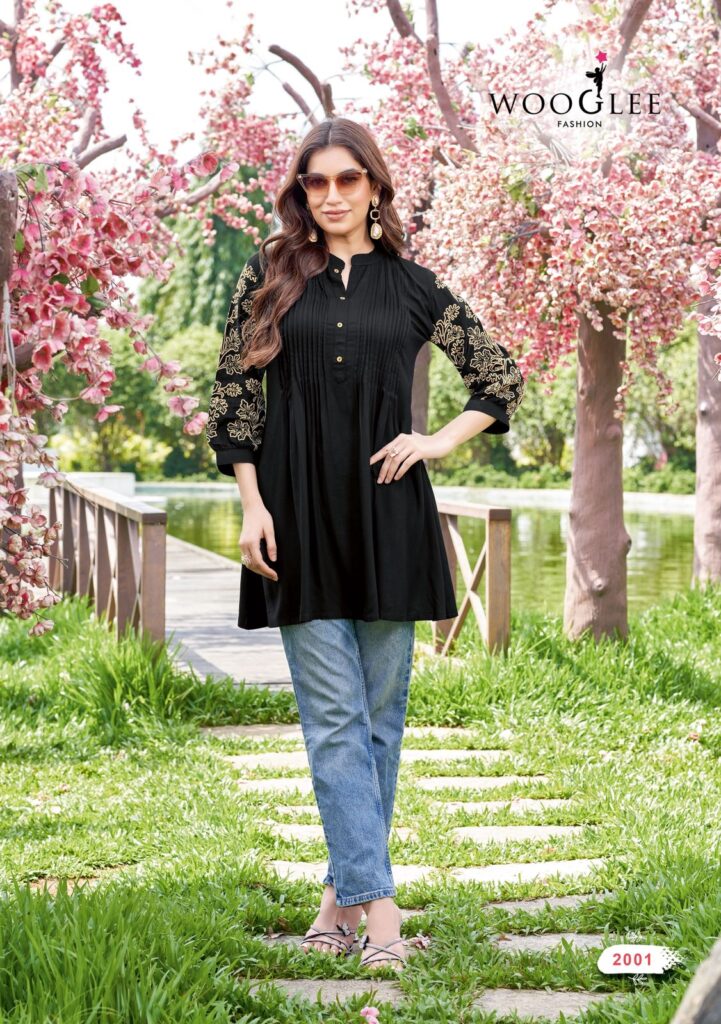Beautiful Wooglee Trendy Touch Rayon Slub Thread And Handwork Top Collection Wholesale 2026