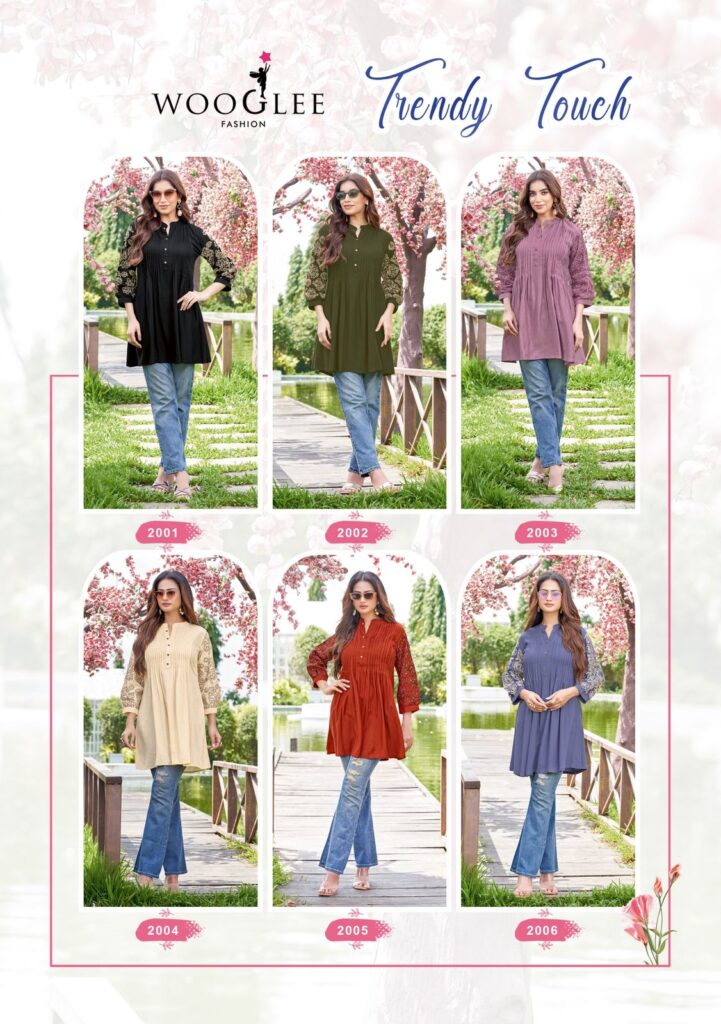 Beautiful Wooglee Trendy Touch Rayon Slub Thread And Handwork Top Collection Wholesale 2026