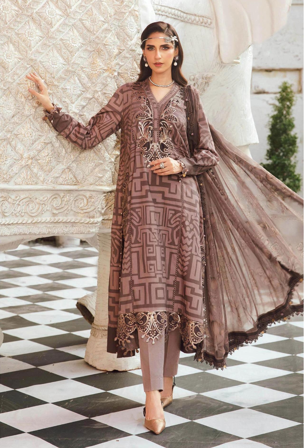 Alzohaib Az 1454 And 1455 Chiffon Dupatta Cotton Paksitani Salwar Kameez Wholesale