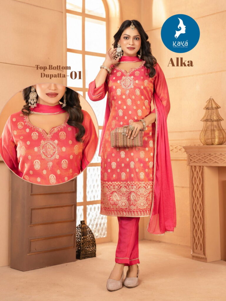 Buy Kaya Alka Viscose Jacquard With Work Kurti Pant And Dupatta Collection Wholesale 2026 2 Buy Kaya Alka Viscose Jacquard With Work Kurti Pant And Dupatta Collection Wholesale 2026