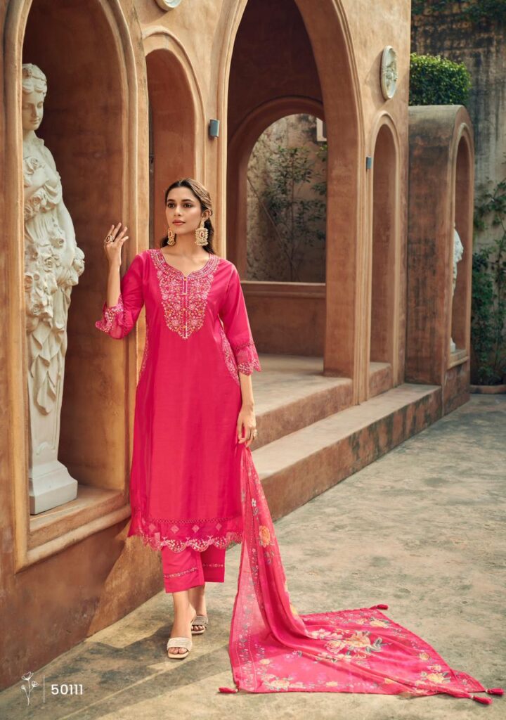 Buy Lady Leela Gulmohar Viscose Silk With Embroidery Kurti Pant And Dupatta Wholesale 2026
