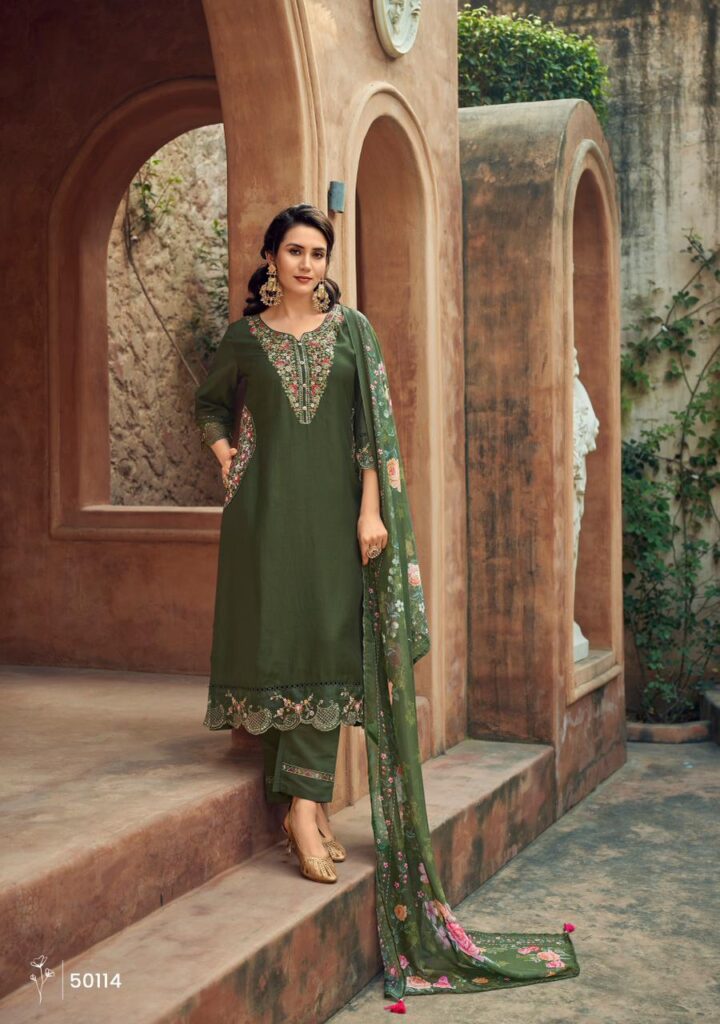 Buy Lady Leela Gulmohar Viscose Silk With Embroidery Kurti Pant And Dupatta Wholesale 2026