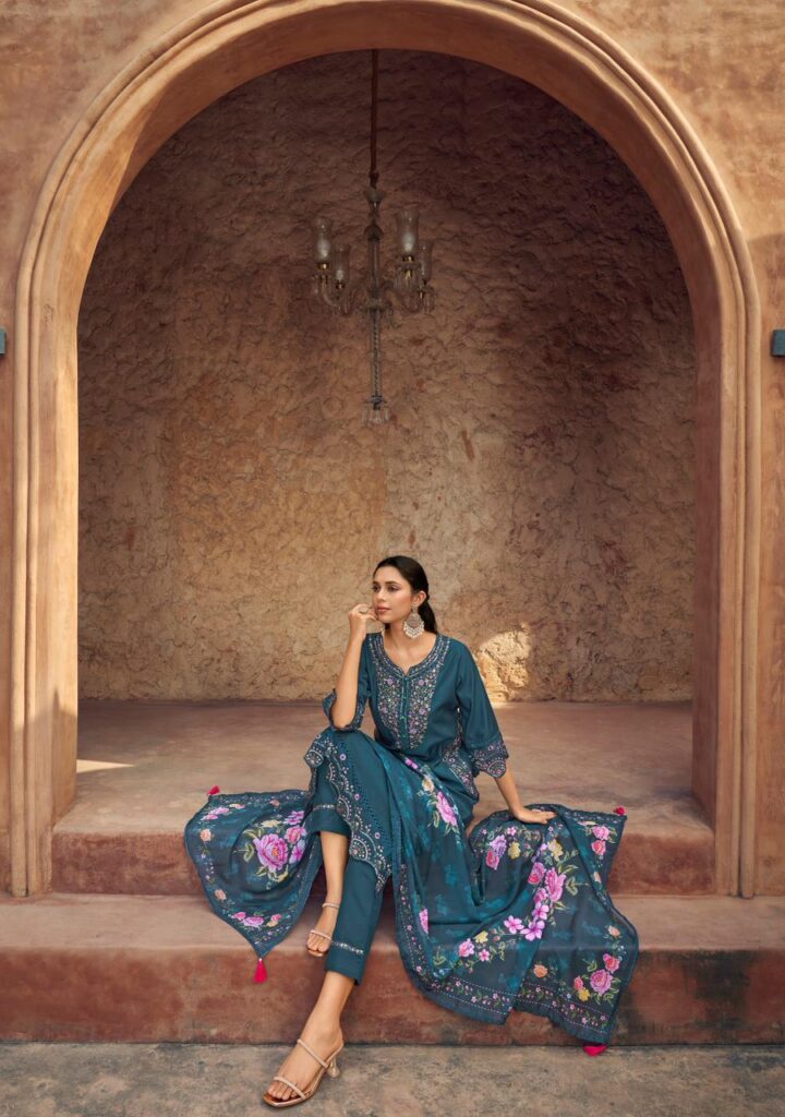 Buy Lady Leela Gulmohar Viscose Silk With Embroidery Kurti Pant And Dupatta Wholesale 2026