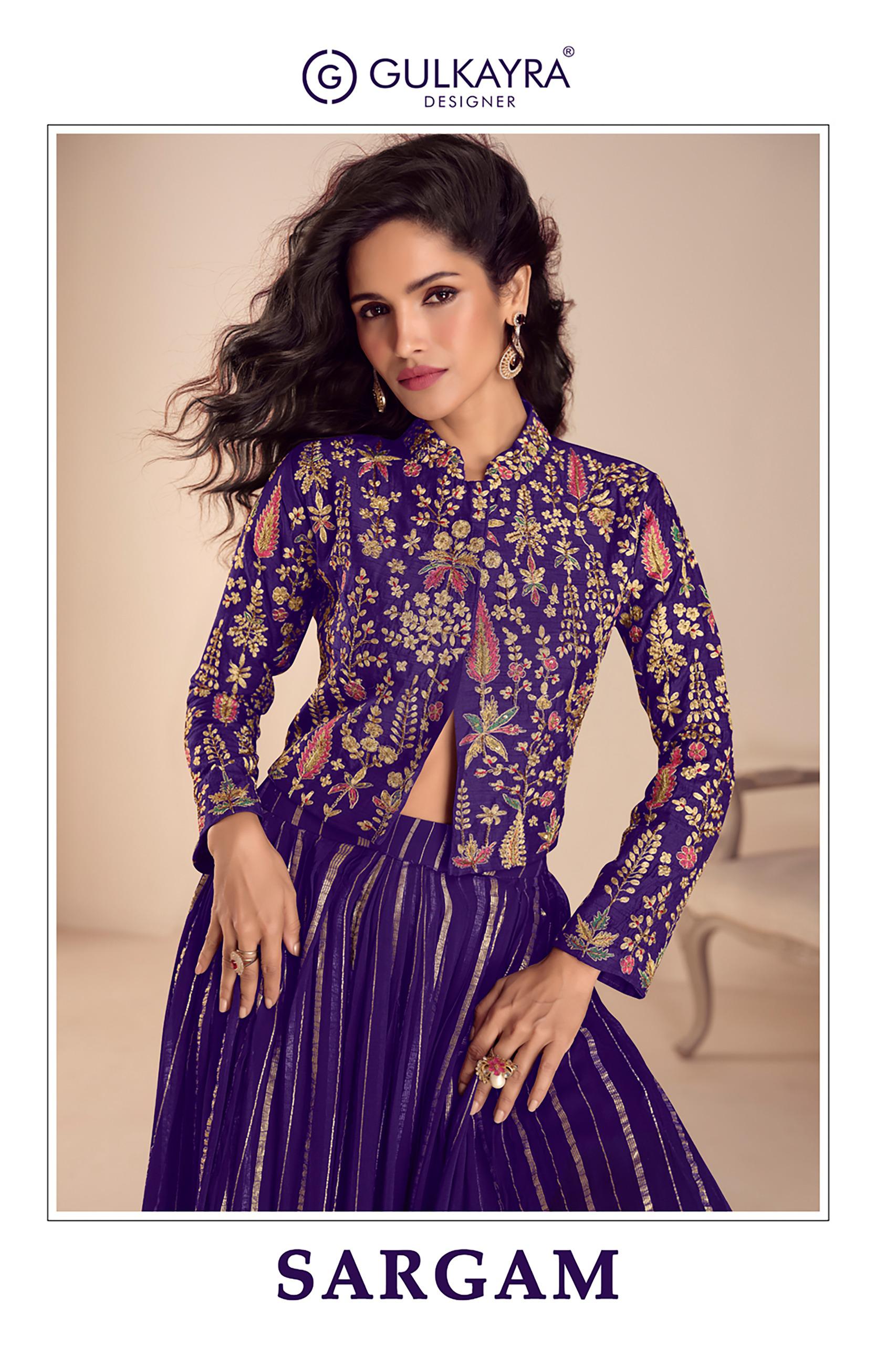 Gulkayra Sargam Vichitra Silk With Embroidery Work Indo Western Collection Wholesale