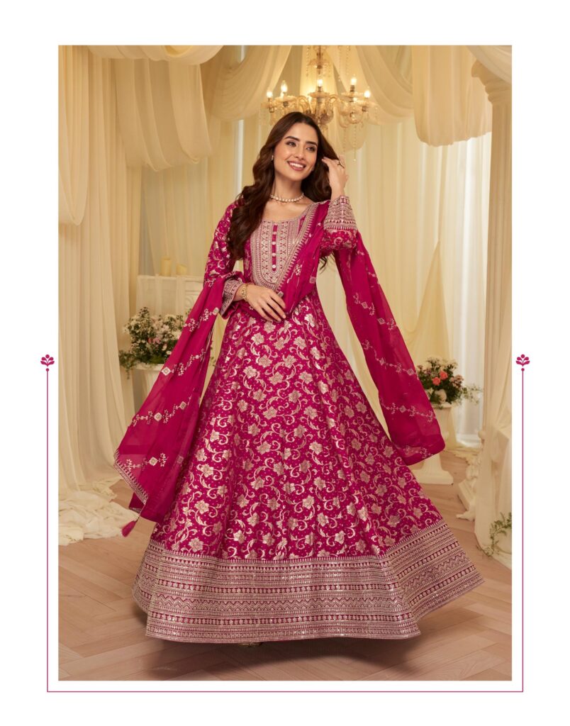 Latest Sayuri Aaradhana Viscose Jacquard Silk With Embroidered Gown And Dupatta Wholesale 2026