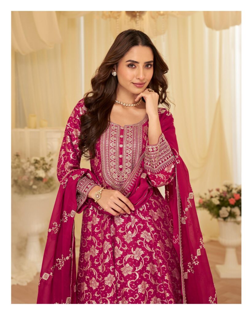 Latest Sayuri Aaradhana Viscose Jacquard Silk With Embroidered Gown And Dupatta Wholesale 2026