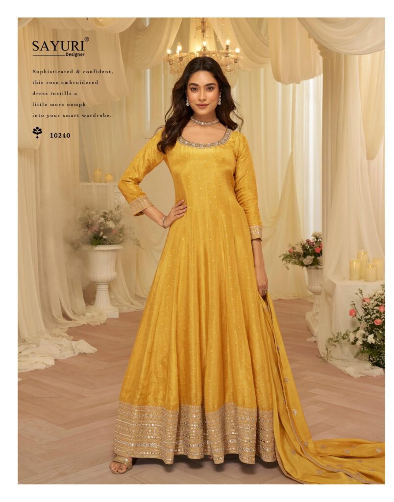Latest Sayuri Aaradhana Viscose Jacquard Silk With Embroidered Gown And Dupatta Wholesale 2026