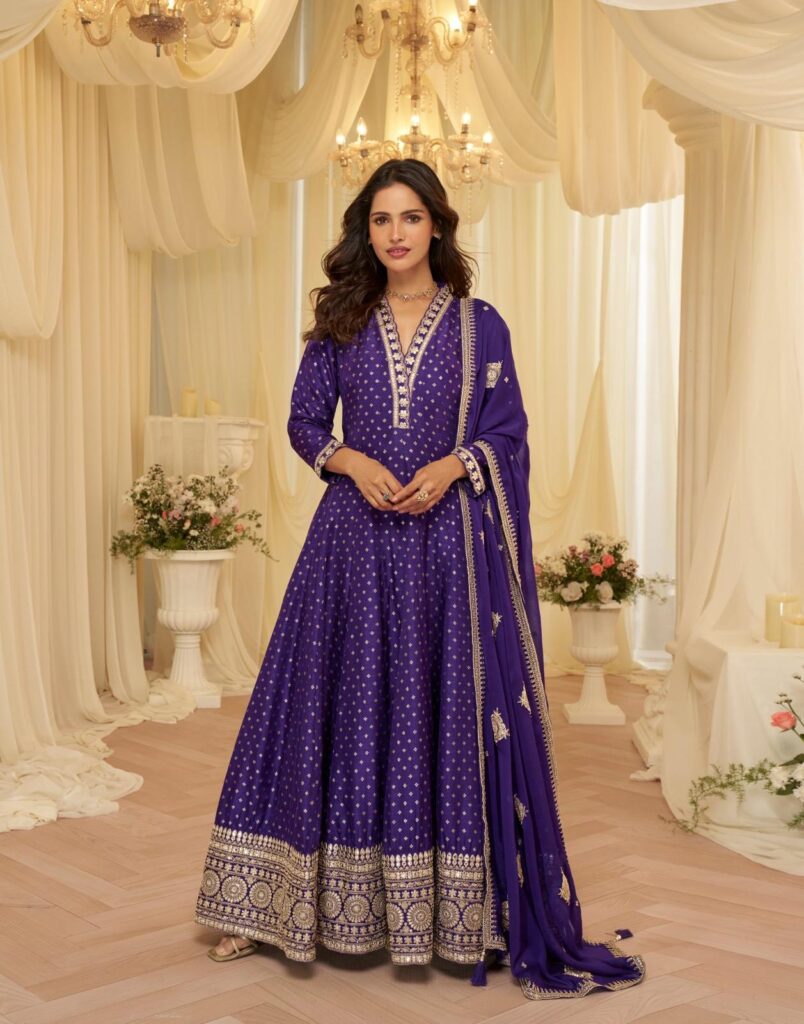 Latest Sayuri Aaradhana Viscose Jacquard Silk With Embroidered Gown And Dupatta Wholesale 2026