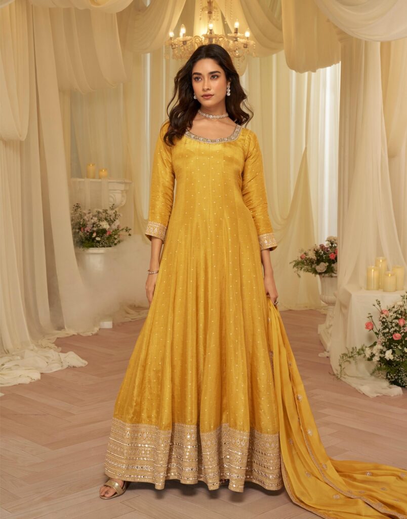 Latest Sayuri Aaradhana Viscose Jacquard Silk With Embroidered Gown And Dupatta Wholesale 2026