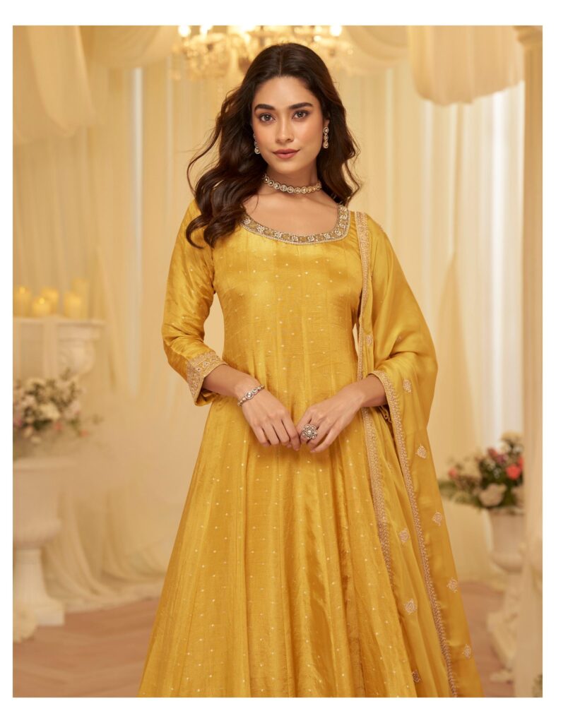 Latest Sayuri Aaradhana Viscose Jacquard Silk With Embroidered Gown And Dupatta Wholesale 2026
