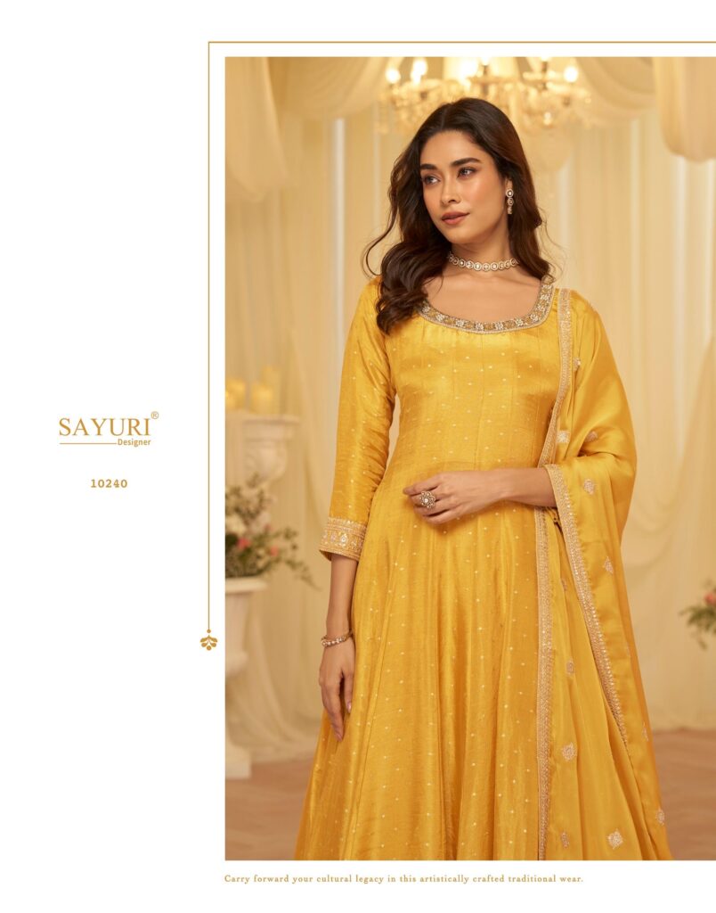 Latest Sayuri Aaradhana Viscose Jacquard Silk With Embroidered Gown And Dupatta Wholesale 2026