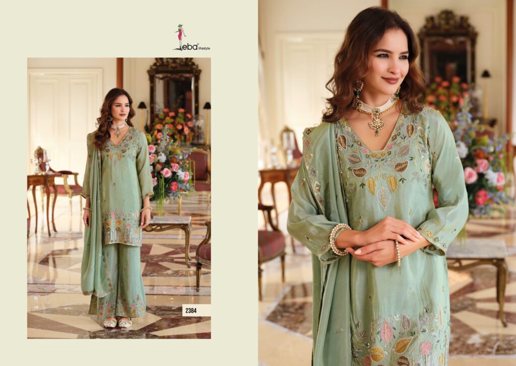 Latest Eba Chahat Shimmer With Beats Work Designer Top Bottom And Dupatta Collection Wholesale 2026