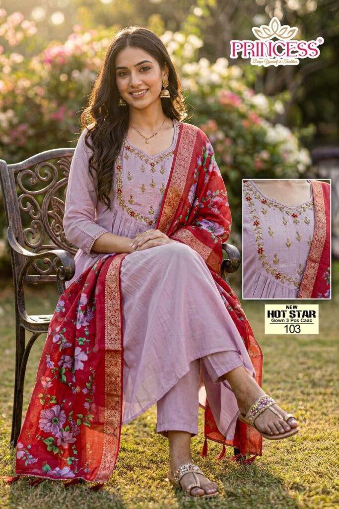 Beautiful Princess New Hot Star Mal Chanderi Anarkali Kurti Set Collection Wholesale 2026