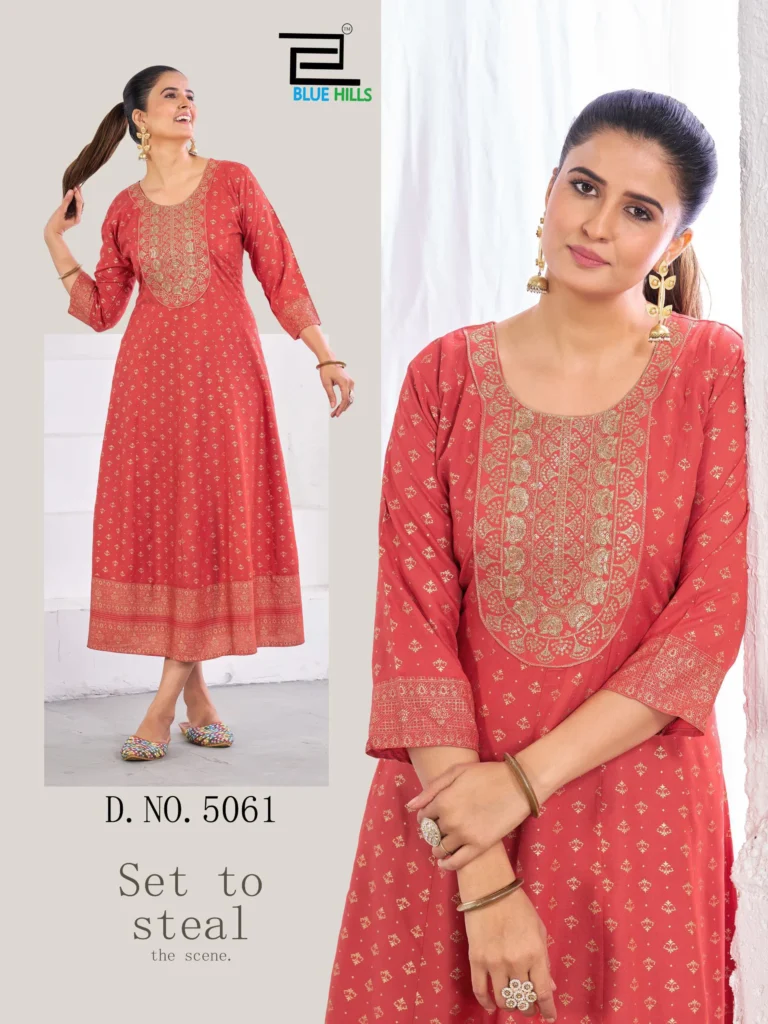Buy Blue Hills Womaniya Pro Rayon Neck Embroidery Anarkali Gown Collection Wholesale 2026