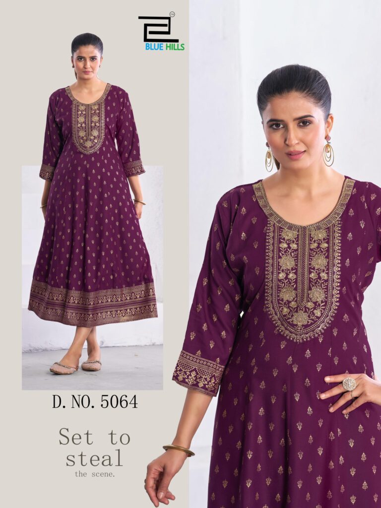 Buy Blue Hills Womaniya Pro Rayon Neck Embroidery Anarkali Gown Collection Wholesale 2026