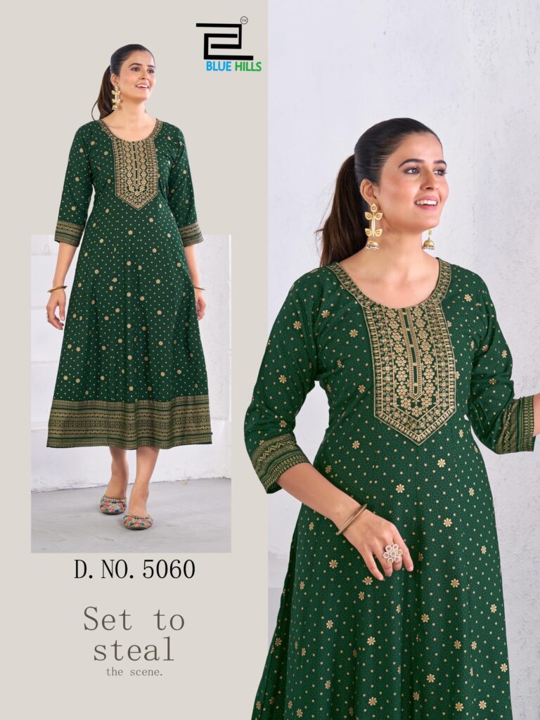 Buy Blue Hills Womaniya Pro Rayon Neck Embroidery Anarkali Gown Collection Wholesale 2026