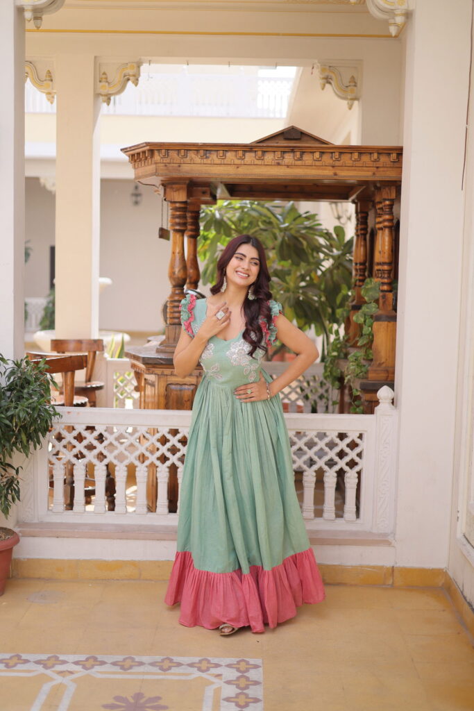 Launching Lekha KA 1234 Cotton Sequins Multi Threads Beads Work Gown Wholesale 2026