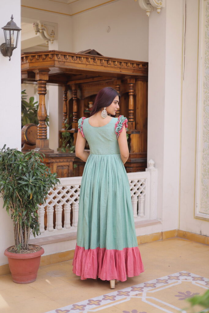 Launching Lekha KA 1234 Cotton Sequins Multi Threads Beads Work Gown Wholesale 2026