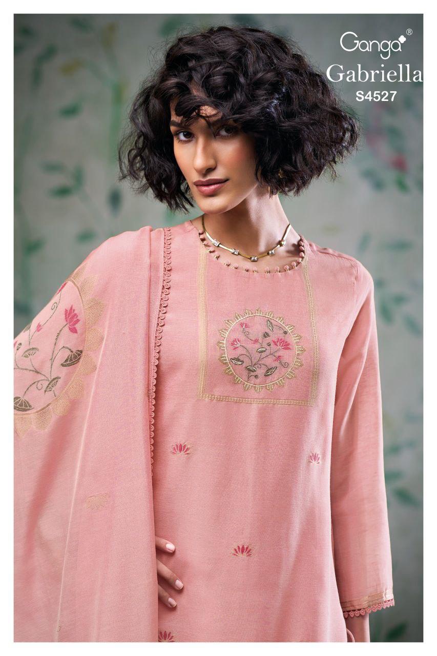 Ganga Gabriella 4527 Viscose Silk With Jacquard With Work Dress Material Wholesale