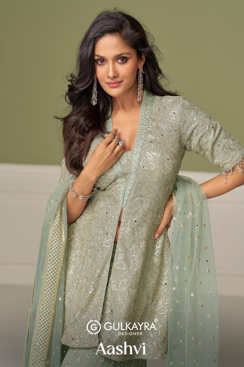 Gulkayra Aashvi Georgette With Embroidery Work Top Bottom And Dupatta Wholesale