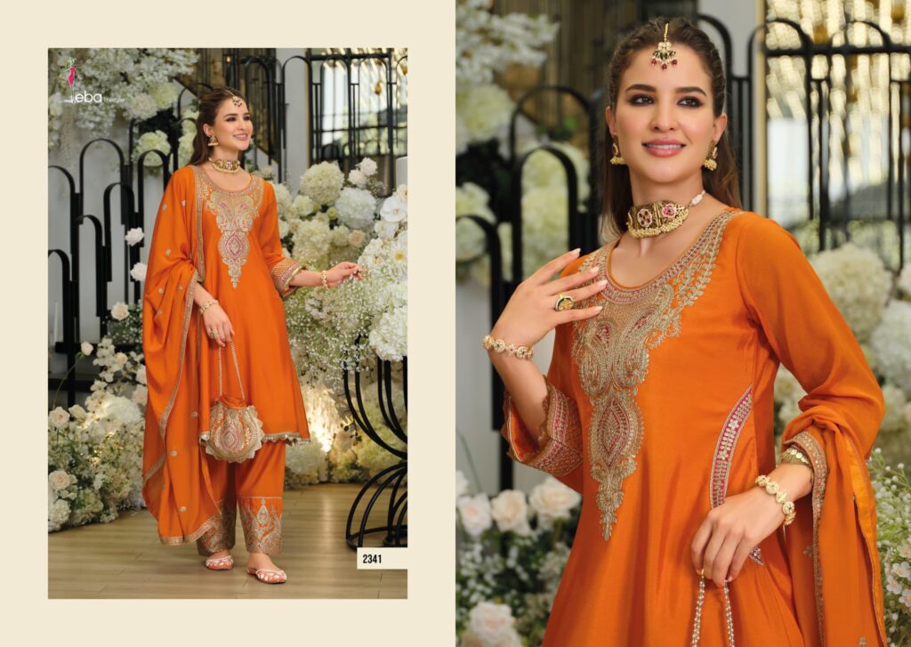 Latest Eba Sejal Chinon With Embroidery Work Top Plazzo And Dupatta Collection Wholesale 2026