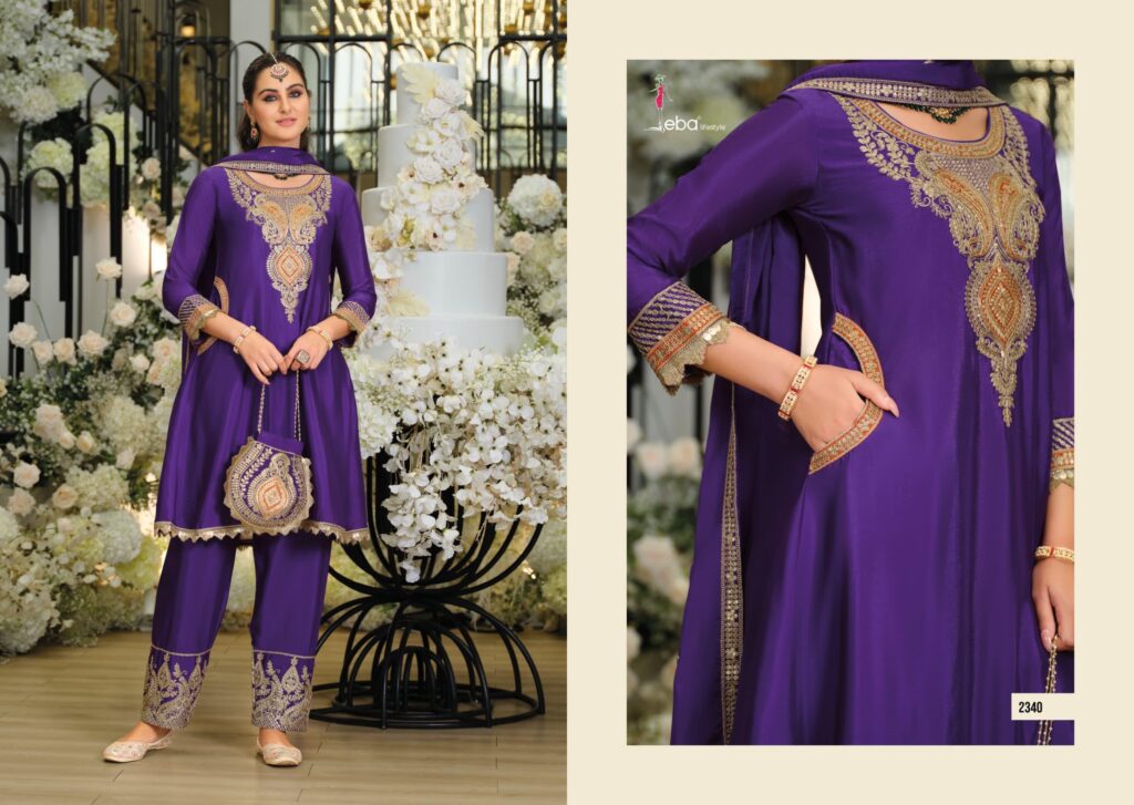 Latest Eba Sejal Chinon With Embroidery Work Top Plazzo And Dupatta Collection Wholesale 2026